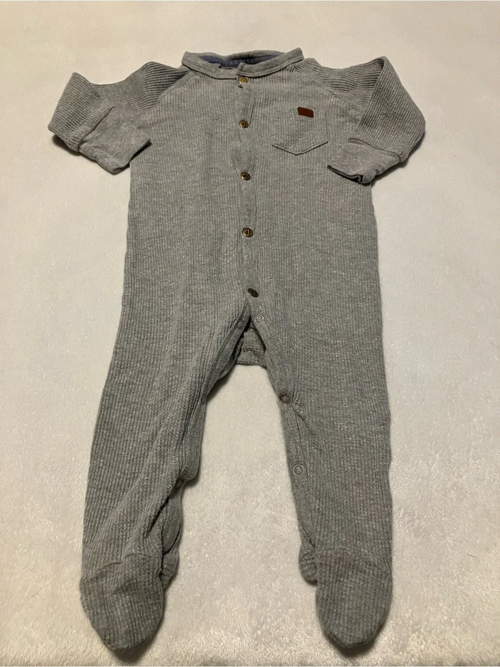 7 For All Mankind Grey Waffle Footed One-Piece